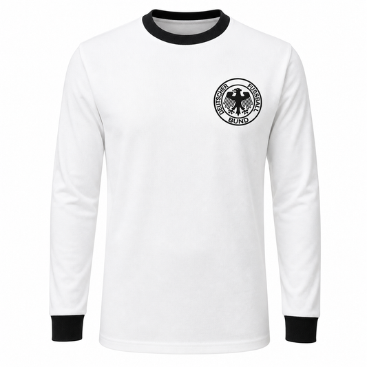 Jersey Retro Alemania 1974 - Blanca (Manga Larga) 🇩🇪⚽✨