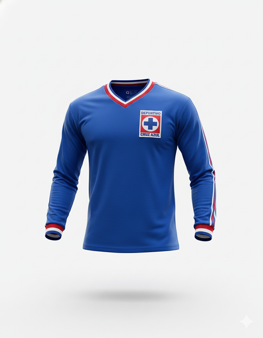 💙 JERSEY RETRO CRUZ AZUL 1976 – MANGA LARGA