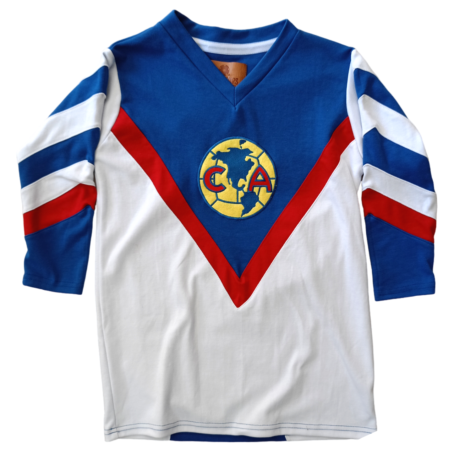 Jersey Retro Club América 1983 Blanca/Azul/Roja (Manga 3/4) – El corazón de las Águilas en su máxima expresión 💙❤️💛🦅