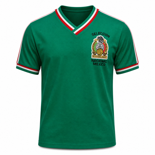 Jersey Retro México 1987 Verde de Algodón Corte Reducido