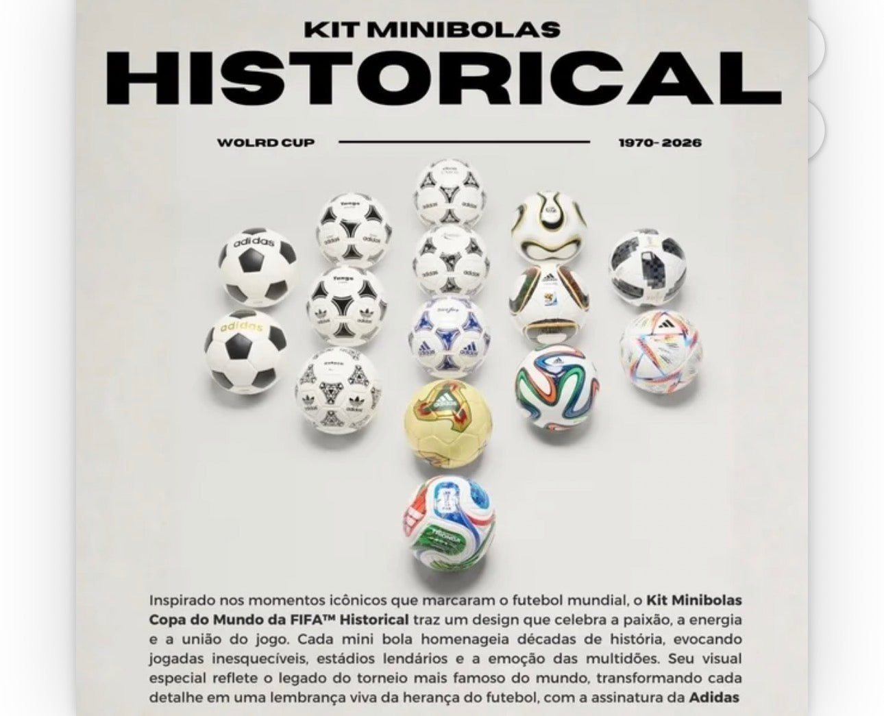 Kit Minibolas Historical World Cup 1970–2026 | Colección Mundialista