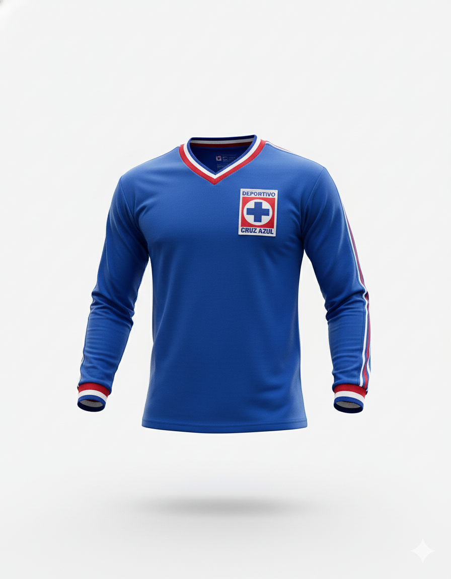 💙 JERSEY RETRO CRUZ AZUL 1976 – MANGA LARGA