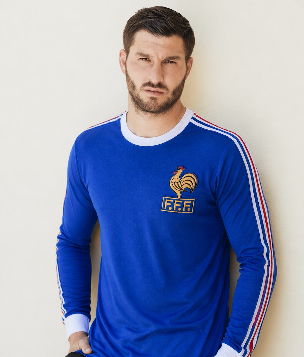 Jersey Retro Francia 1984 Manga Larga de Algodón Corte Normal