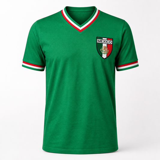 Jersey Retro México 1970 Verde Manga Corta