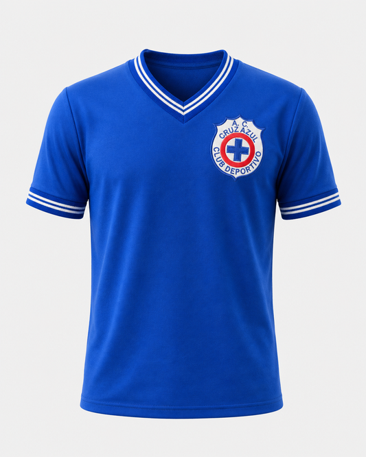 Jersey Retro Cruz Azul 1968 Azul de Algodón Grueso Corte Reducido