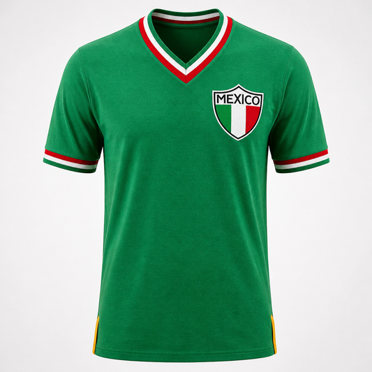 Jersey Retro México 1962 Verde Manga Corta Corte Reducido