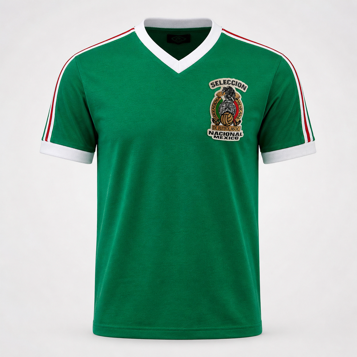 Jersey Retro México 1985 Verde Manga Corta Corte Reducido