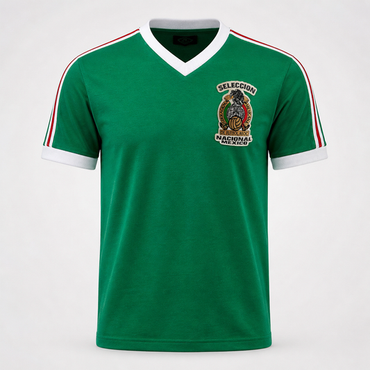 Jersey Retro México 1985 Verde Manga Corta Corte Reducido